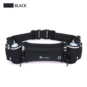 Adjustable Running Belt Fanny Pack With 2 Water Bottle Holder For Men And Women For Fitness Jogging Hiking Travel (Color: black)