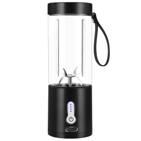 1pc 530ML Powerful Portable Blender For Smoothies Shakes USB Rechargeable Food Processor Fruit Mixer Machine Mini Juicer Blender Cup (Color: black)